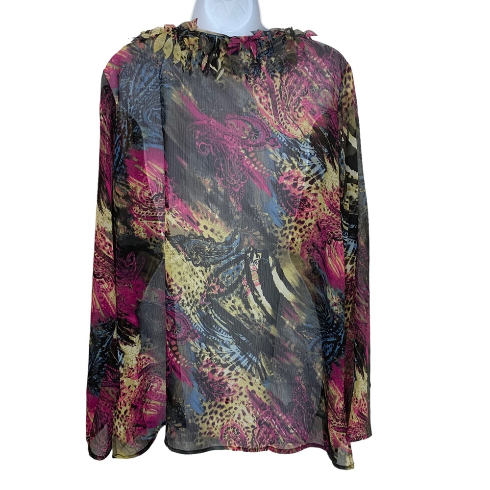 SIMONTON SAYS Paisley Animal Print Popover Top Sz L - Picture 5 of 11
